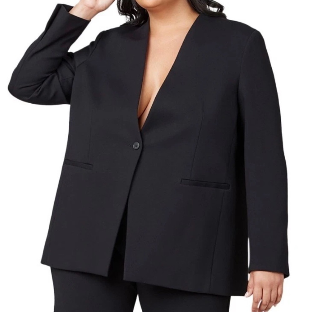 Like New SPANX The Perfect Collarless Oversize Ponte Knit Blazer Black Size 2X